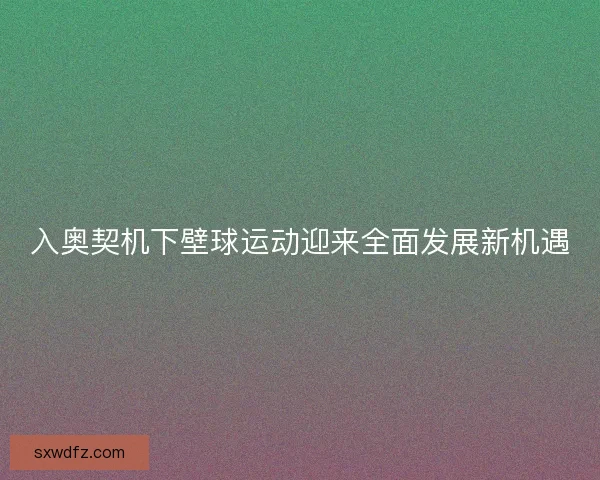入奥契机下壁球运动迎来全面发展新机遇