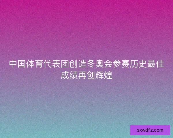 中国体育代表团创造冬奥会参赛历史最佳成绩再创辉煌